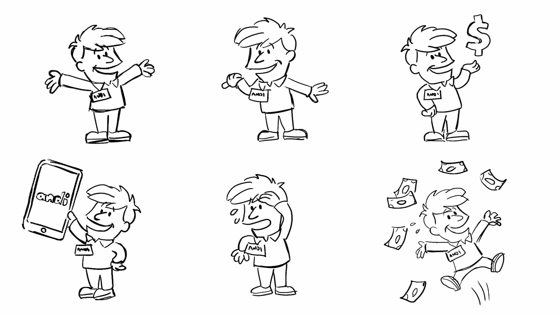 Andi Bank Mascot Sketches